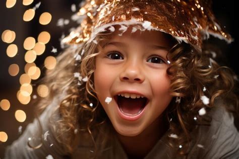 Premium Photo | Portrait of a little girl on a background of Christmas ...