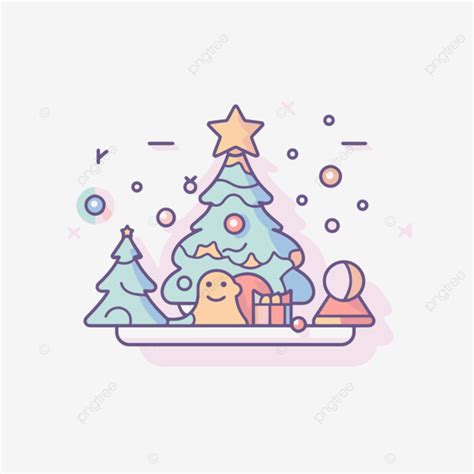 Flat Christmas Logo Design Vector Flat Illustration, A Lineal Icon ...