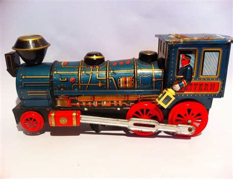 Vintage tin toy. Western train. Railroad car. by AllisonKapner