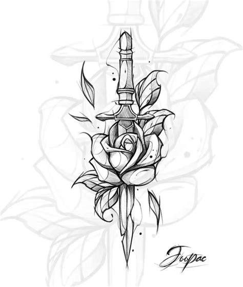 Knife And Rose Tattoo, Rose And Dagger Tattoo, Hip Tattoos Women, Leg ...