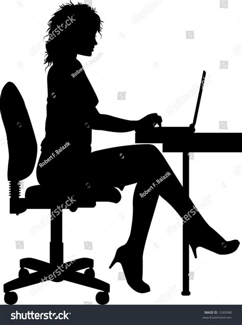 Vector Silhouette Graphic Depicting Woman Typing Stock Vector (Royalty Free) 1245048 | Shutterstock