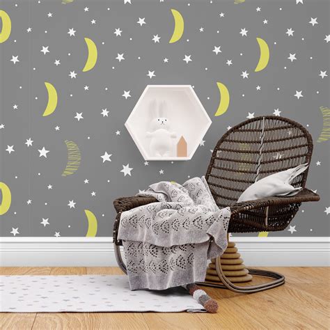 Moon and Stars Wallpapper Nursery Wallpaper Cute Wallpaper - Etsy ...