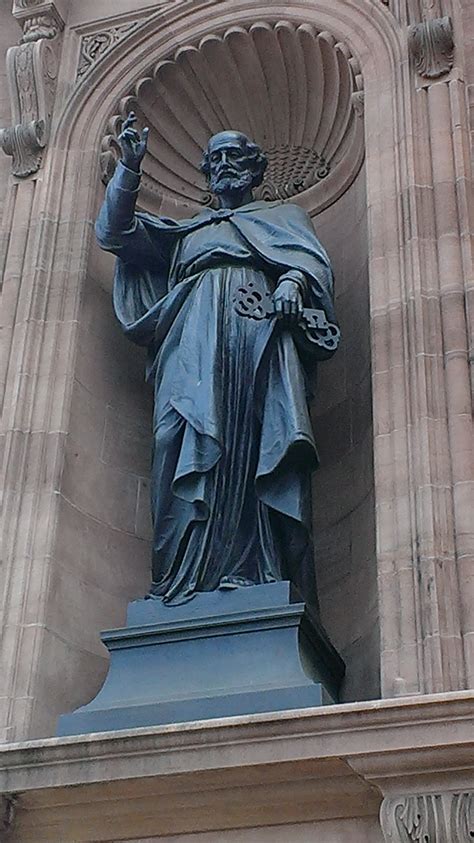 Statue of St. Peter outside of the main entrance to the Cathedral Basilica of Sts. Peter and ...