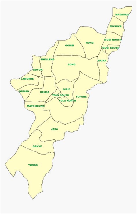 Transparent Nigeria Map Png - Map Of Adamawa State, Png Download ...