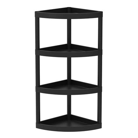 Hyper Tough 4 Tier Plastic Storage Corner Shelf, 20 lb per Shelf ...