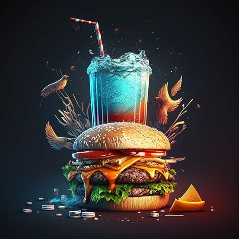 Fresh and Tasty Fast Food, Burger, Fries & Cold Drink Stock Image ...