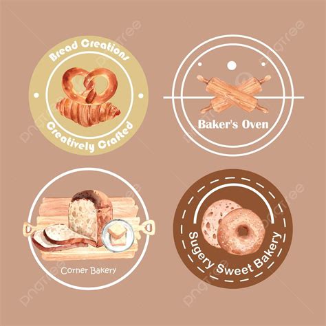 Illustrated Watercolor Bakery Logo For Restaurant And Cafe Design Vector, Advertise, Product ...