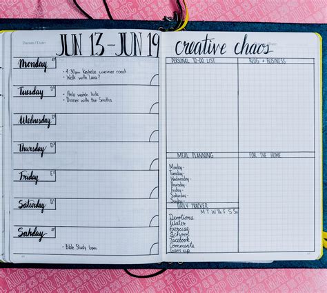 Bullet Journal Weekly Layout Ideas