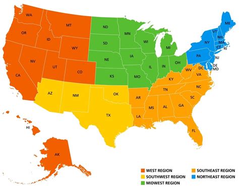 5 US Regions Map and Facts | Mappr