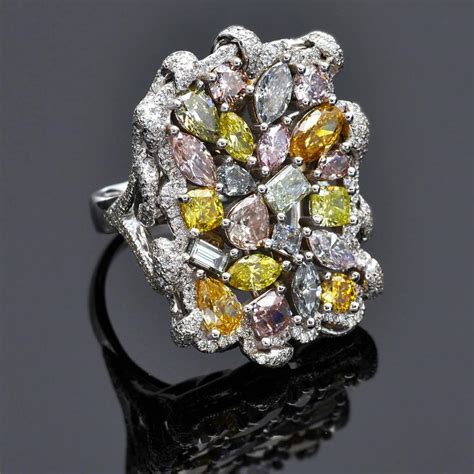 GIA Certified Fancy Colored Natural Diamond Collection Ring at 1stdibs