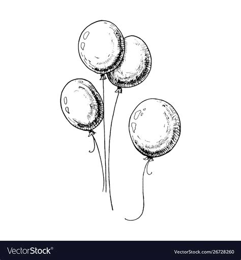 Balloons sketch hand-drawn isolated Royalty Free Vector