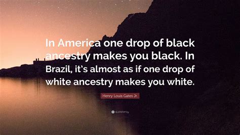 Henry Louis Gates Jr. Quote: “In America one drop of black ancestry ...