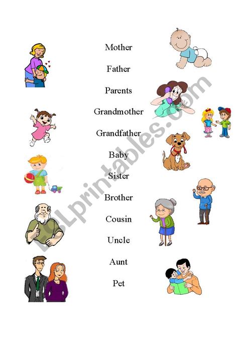 Family (matching) - ESL worksheet by Rita666