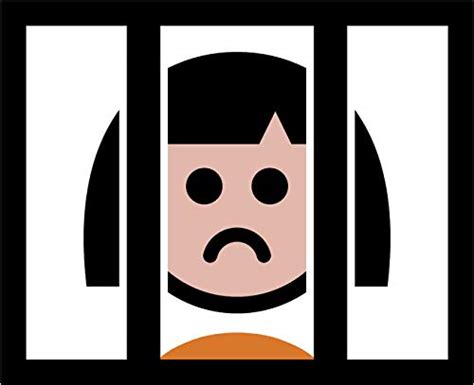 Simple Jail Prison Cartoon Emoji Vinyl Sticker, Sad Woman Behind Bars ...