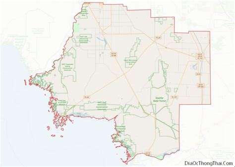 Map of Levy County, Florida - Thong Thai Real