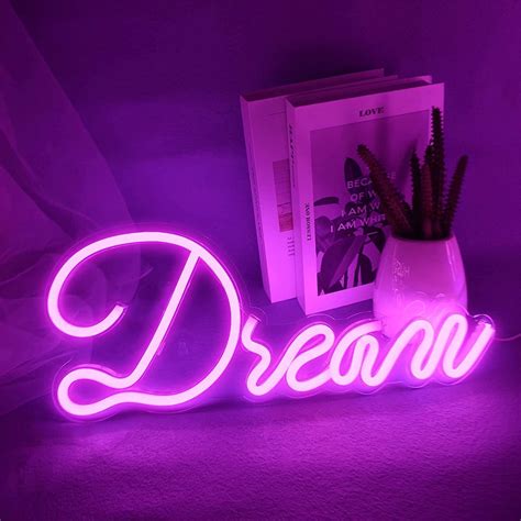 Dream Neon Sign Led,Neon Light with USB Powered & Acrylic Panel Pink LED Neon Wall Sign Wall ...