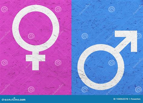 Male and Female Gender Symbols Mars and Venus Signs Over Pink and Blue ...