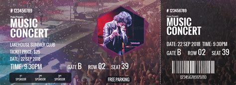 Music Concert Ticket Design Template in PSD, Word, Publisher, Pages