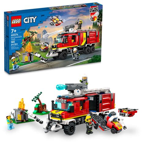 LEGO City Fire Command Unit Set with Fire Engine Toy 60374 - Walmart.com