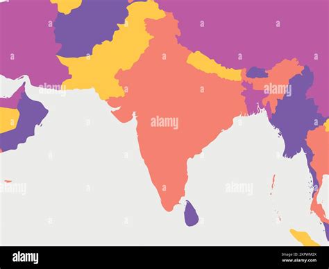 South Asia blank map. High detailed political map of southern asian region and Indian ...