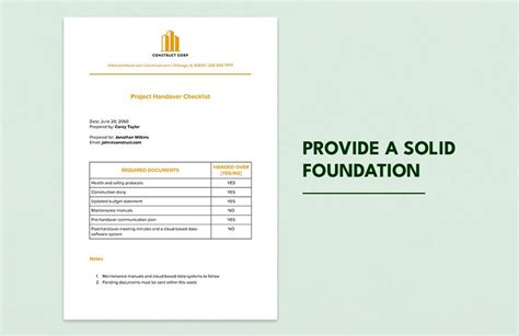 Construction Project Handover Checklist in Word, Google Docs - Download | Template.net