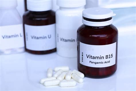 Vitamin B15 Pills in a Bottle, Food Supplement for Health Stock Image ...