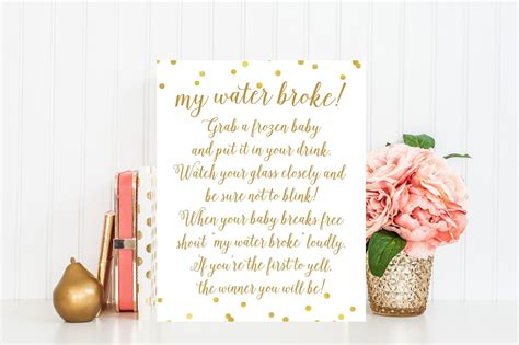 My Water Broke Sign - Gold Confetti Printable - Pretty Collected