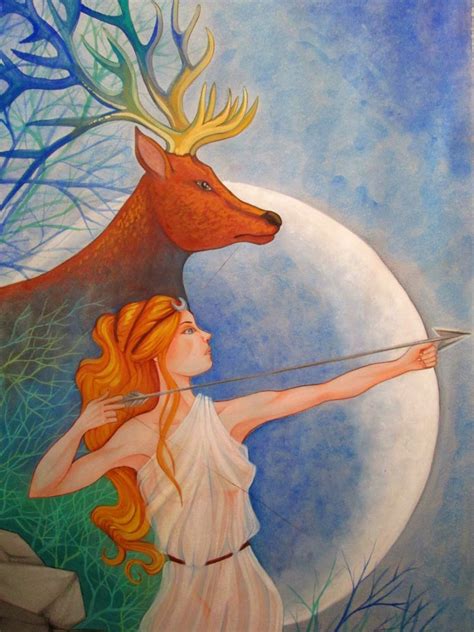 Artemis Diana Goddess of the Moon Print from Original | Etsy