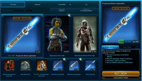 Flash Sale 09/22/23 - Fractured Ashla Lightsaber, 2400cc : r/swtor