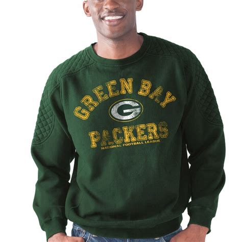 Men's Green Bay Packers G-III Sports by Carl Banks Green Playoff Pullover Crew Neck Sweatshirt ...