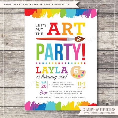 Free Printable Art Party Invitations - Printable Word Searches