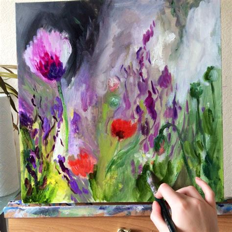 Painting flowers by Katie Jobling | Acrylic painting inspiration, Katie jobling, Painting