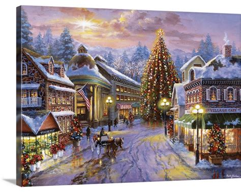 Christmas Village in Snow Canvas Wall Art Print Christmas - Etsy