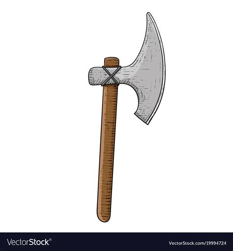 Viking axe colored hand drawn sketch Royalty Free Vector