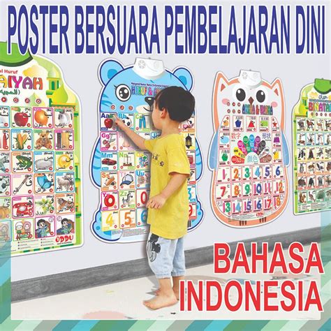 Jual Poster Edukasi Suara Anak Belajar Bahasa Indonesia Arab Inggris Mandarin / Poster Dinding ...