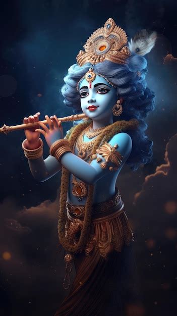 Premium Photo | Beautiful 3d illustration portrait of Lord Krishna for Krishna Janmashtami ...