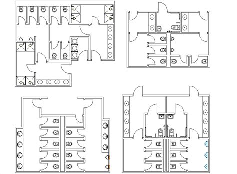 Public toilets layout plan dwg file - Cadbull