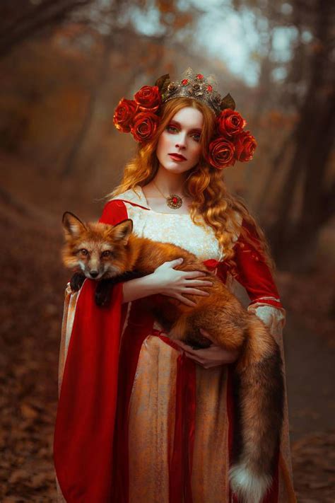 Autumn goddess. Fantasy photography. Woman and fox. You can buy this stock photo for your ...