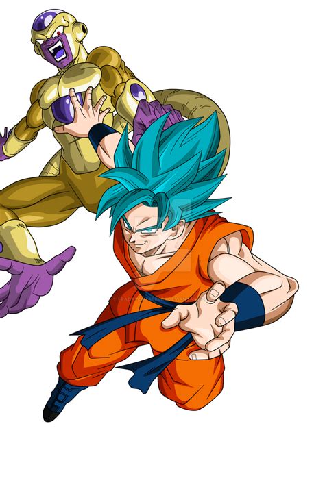 Goku Ssgss versus Golden Freezer - RENDER by FradayEsmarkers on DeviantArt