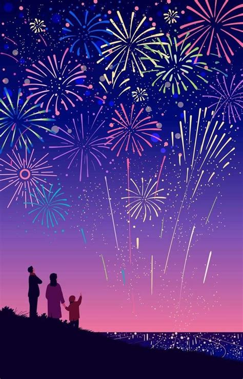 Download Festive Fireworks Scene with Family for free | Fireworks art ...