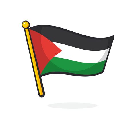 Cartoon illustration of Palestinian flag on flagstaff 19509100 Vector ...