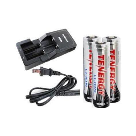 Universal Lithium Ion Battery Charger + 3 x 18650 3.7 Volt Tenergy Lithium Ion Button Top ...