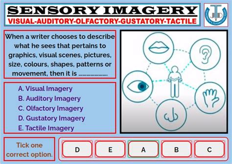 SENSORY IMAGERY: WORKSHEETS WITH ANSWERS | Teaching Resources