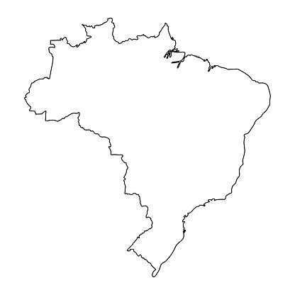 Brazil Map Outline Graphic Freehand Drawing On White Background Vector ...