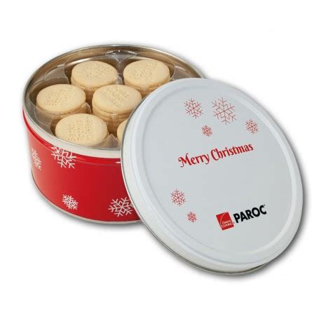 Christmas small round tin with biscuits