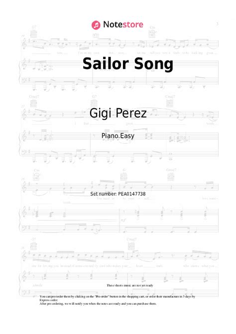 Sailor Song piano sheet music easy Gigi Perez in Note-Store.com | Piano ...