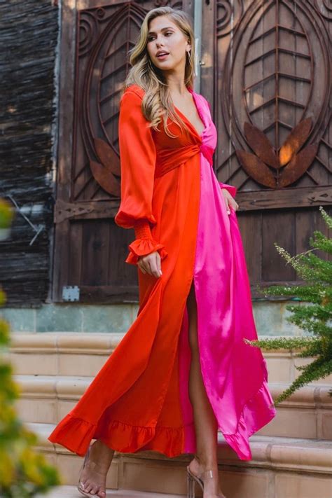 A bright two-tone pink and orange maxi dress – IA VISION BOUTIQUE