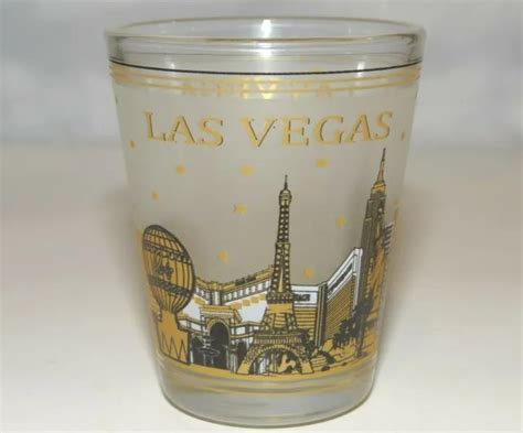 LAS VEGAS STRIP Hotels Resorts Casinos Shot Glass Frosted Glass ...