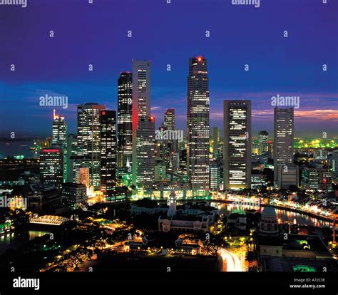 Singapore skyline at night Stock Photo - Alamy