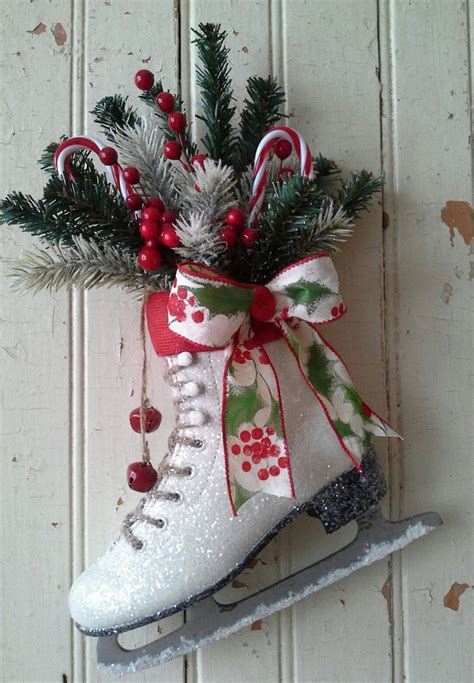 Christmas decor Decorated Ice Skate Christmas Ice skate Christmas ...